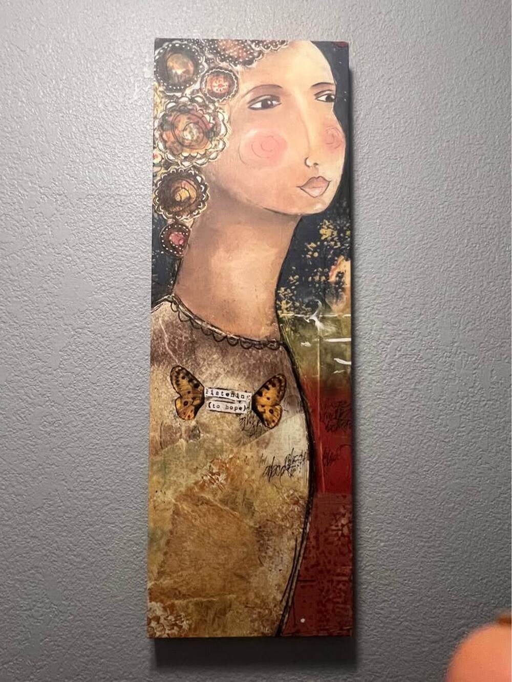 Boho Kelly Rae Roberts Canvas Art — “Listening (to Hope)”- Dated 2010